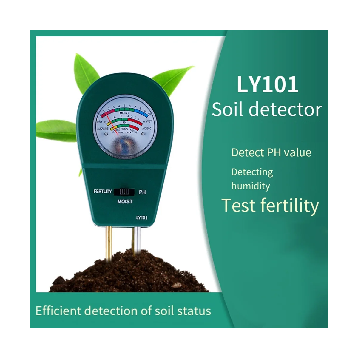 LY101 Soil PH Meter Digital Plug-And-Play 3-In-1 Soil Tester Plant Moisture Fertility PH Detector Garden