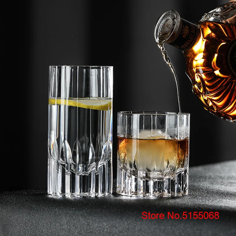 Modern Upscale Asterism Old Fashioned Whiskey Tumbler Hand Carve Kaleidoscope Crystal Whisky Collins Highball Glass XO Wine Cup