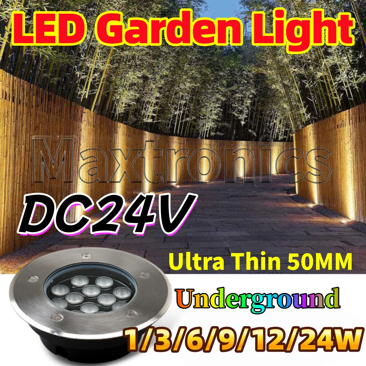 LED Lawn Lights Underground Ultra Thin 50MM DC24V 1/3/6/9/12W Floor Recessed Spotlight Outside Garden Lighting Waterproof IP67