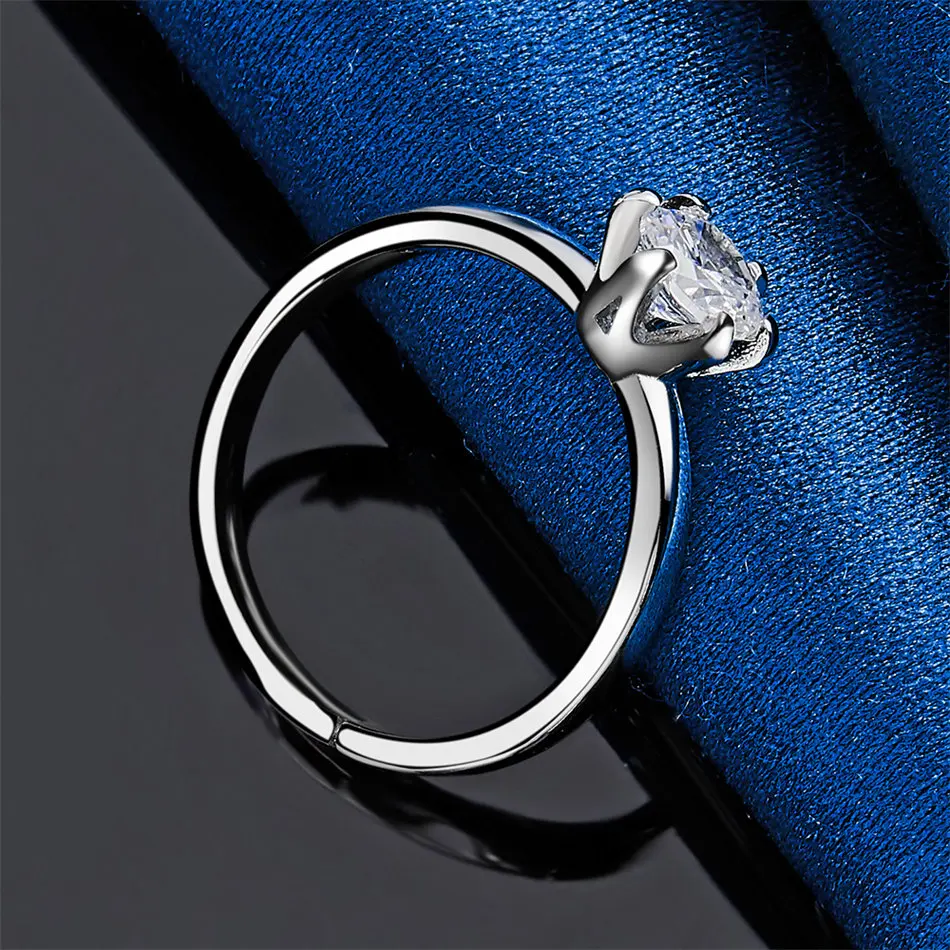 1 Piece 925 Sterling Silver Open-Ended Exquisite Zircon Ring for Women, Jewelry Gift, Wedding Accessories