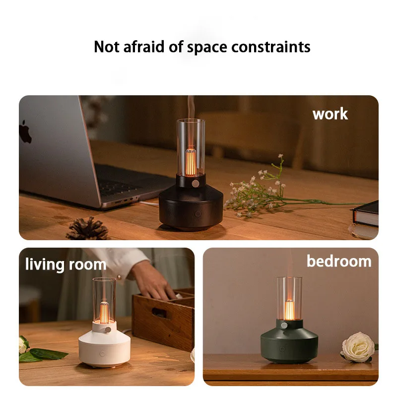 Candlelight Aroma Diffuser Portable 150Ml USB Air Humidifier Essential Oil Diffuser Cool Mist Maker Fogger With LED Night Light