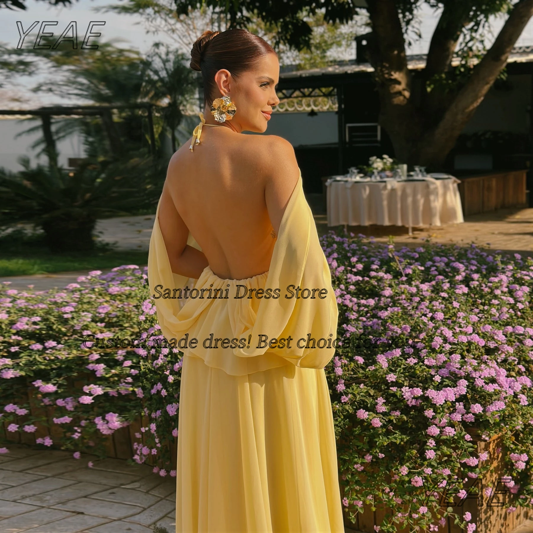 Sukienki na studniówkę z odkrytymi plecami w stylu Santorini 2025, sukienki wieczorowe z dekoltem typu halter, odkryte ramiona, seksowne suknie na przyjęcie urodzinowe, szyte na miarę