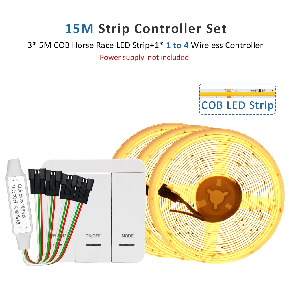 MJJCLED WS2811 IC COB Pferderennen LED-Streifenlichter 24 V 360 LEDs/M Warmweiß 5 M 10 M 15 M 20 M fließendes Wasser LED-Bandlampe für Raumdekoration 7