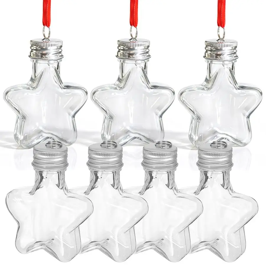 10/20pcs Clear Hanging Pentagram Plastic Bottle, Christmas Hanging Pendant, Party Decor Piece, DIY Crafting Accessory, XJM