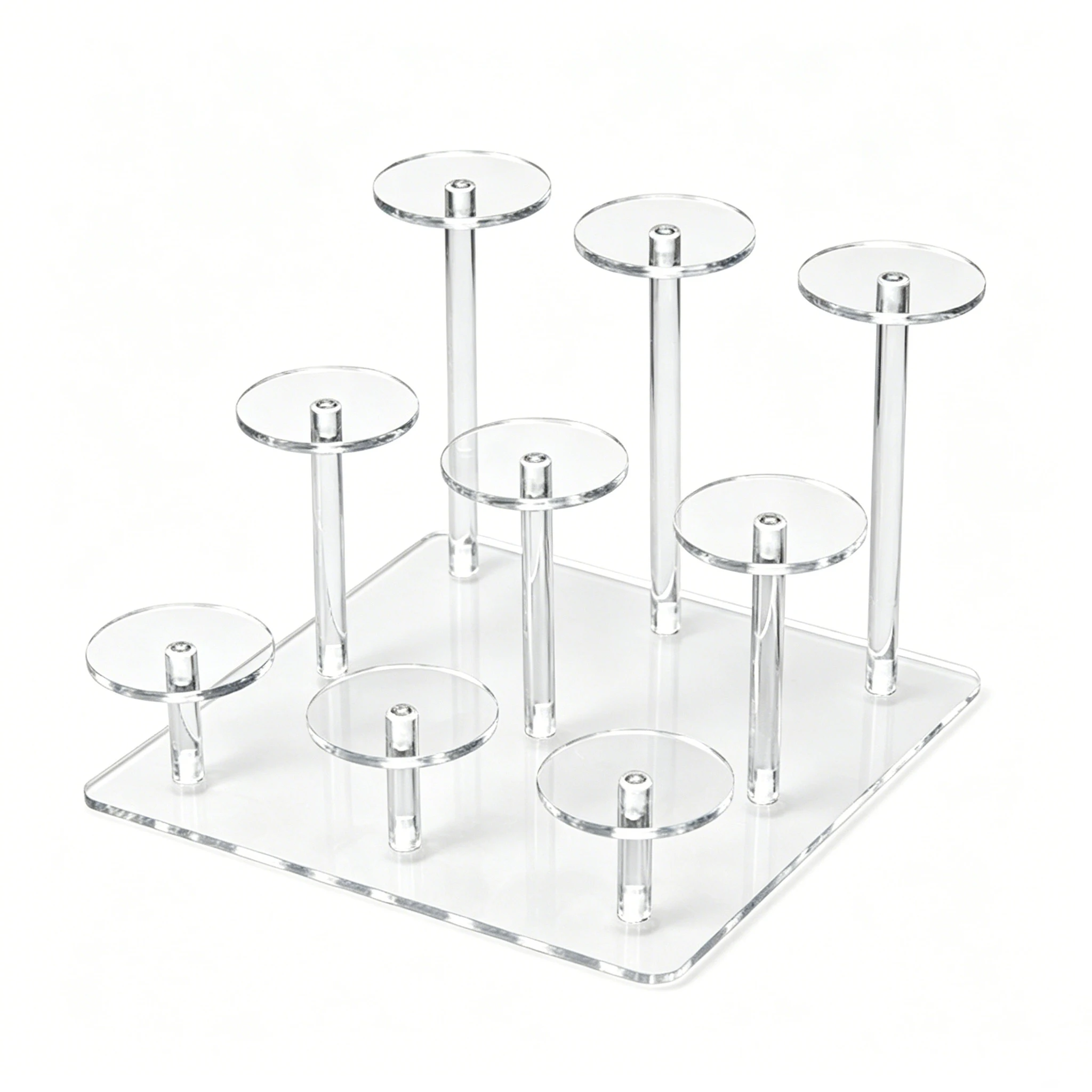 Clear Acrylic Display Stand, Multi-Tier Square Rack for Action Figures, Cosmetics, Dolls, Antiques, Jewelry & Ornaments