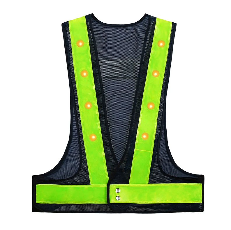 High vis Led safety vest Fluorescent yellow orange black gilet safety led vest reflective for running