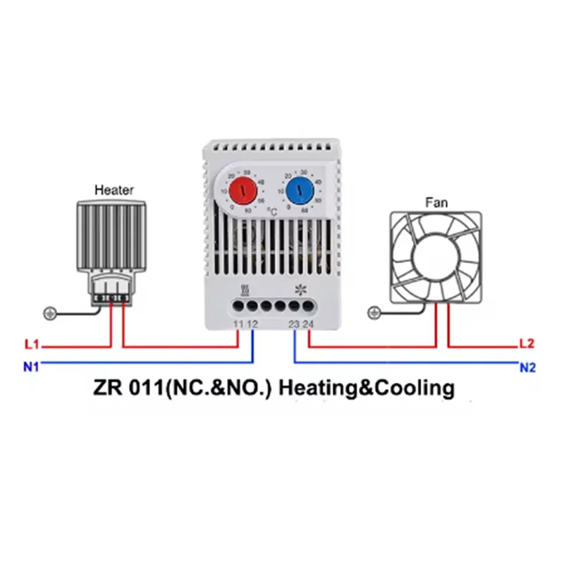 N82R ZRO 011 Rail-Type Mini Bimetallic Thermostat Mechanical Controller With Normal Open And Close Settings