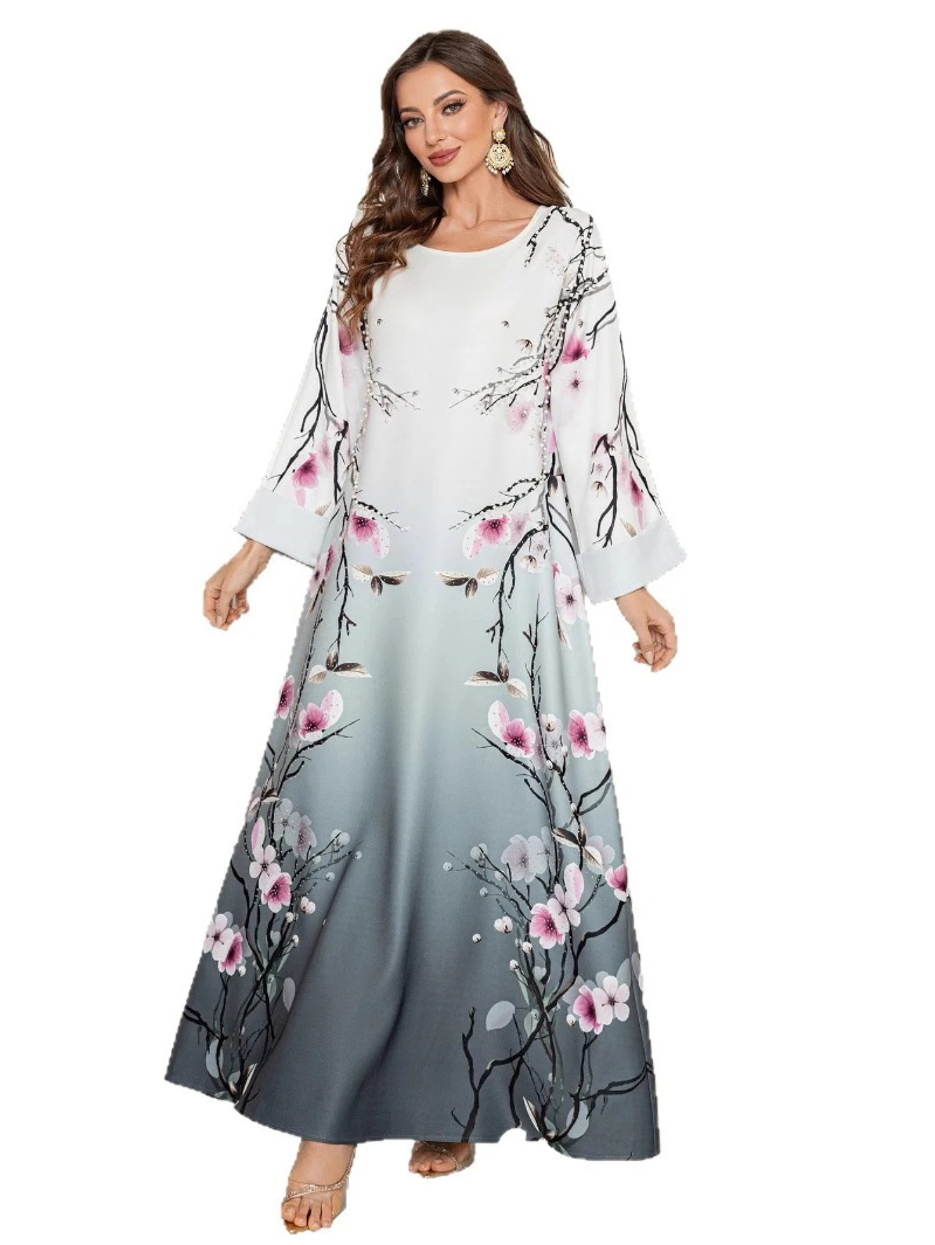 Eid femmes Robe Abaya musulman Ramadan imprimer perles Jalabiya robes de soirée dubaï longue Robe maroc caftan robes Largos 2025