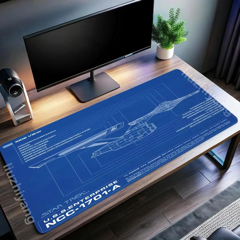 

Star Trek Blueprint Mouse Pad Gaming Edition Computer Desk Accessory Star Trek Gaming & Office Keyboard Pad Anime Extended Size