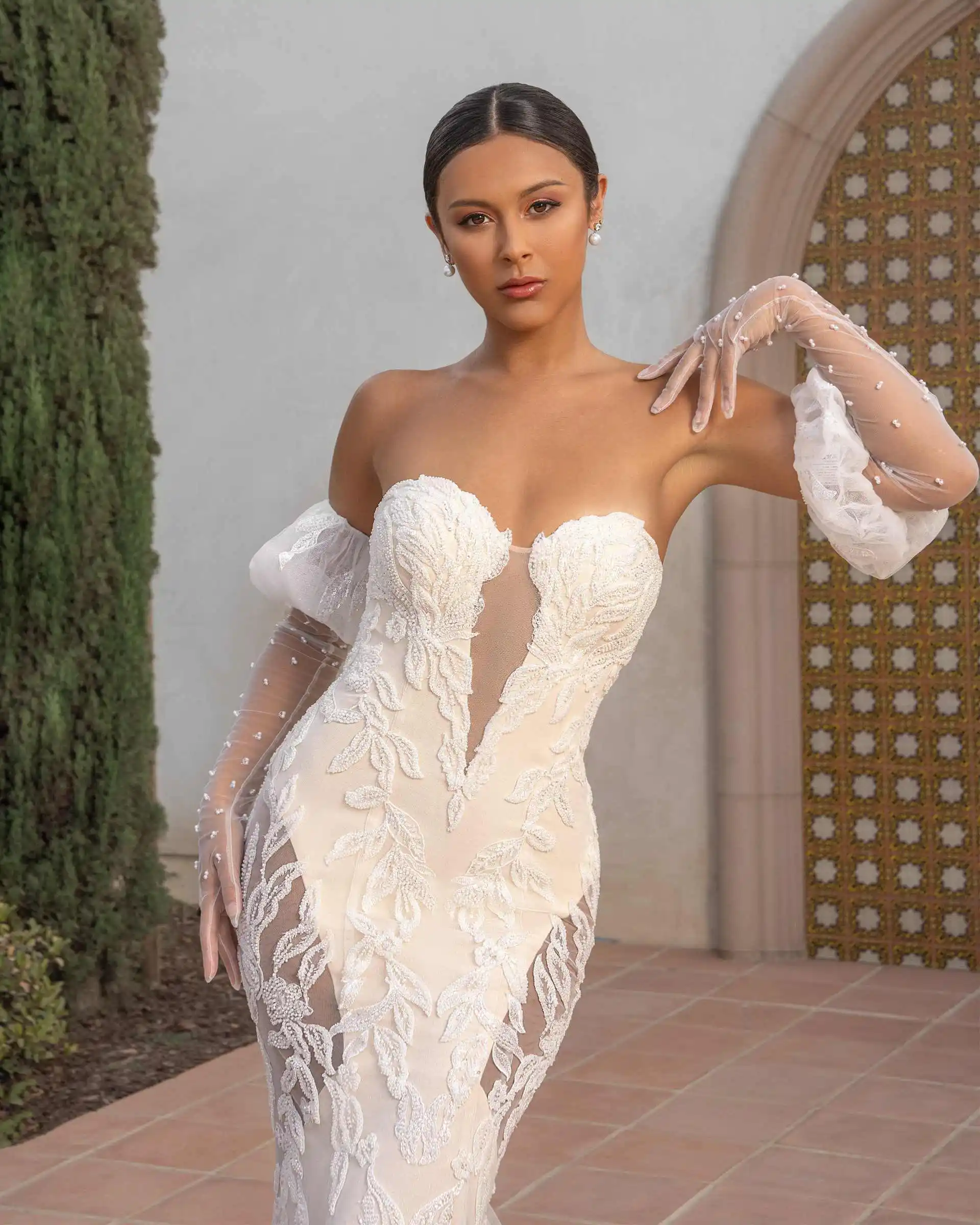 Przepiękna suknia ślubna w stylu syreny, bez ramiączek, bez rękawów, z aplikacjami, na specjalną okazję, Vestido De Noiva, szyta na miarę.