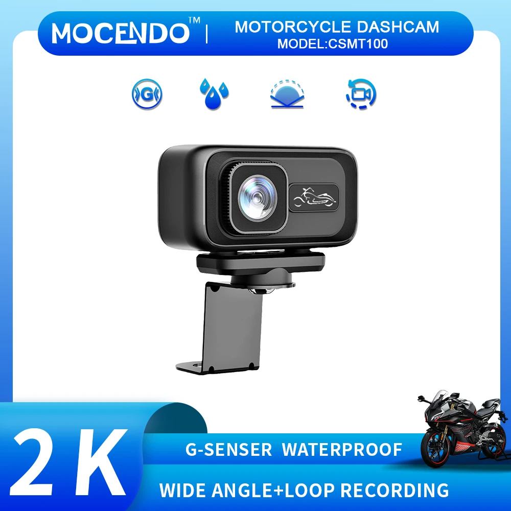 

CSMT100 2K Motorcycle DVR 140° Wide Angle, WiFi APP, IP65 Waterproof, Loop Recording, 128GB Support, 12-24V/USB Power