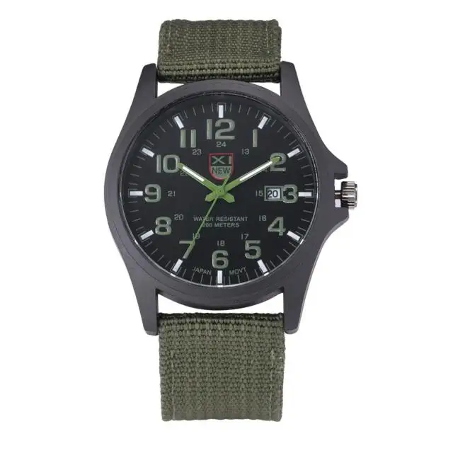 Mens Quartz Wristwatches With Date Fashion Trend Canvas Strap Sports Analog Watch Daily Outdoor Hiking Camping Fishing Watches