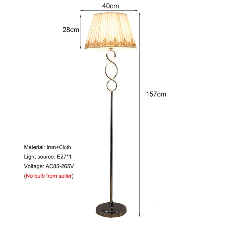 European Chrome Iron Fabric Cover Desk Lamp Floor Lamp Hotel Living Room Bedroom Bedside Lamp Warm And Fashionable Stand Light