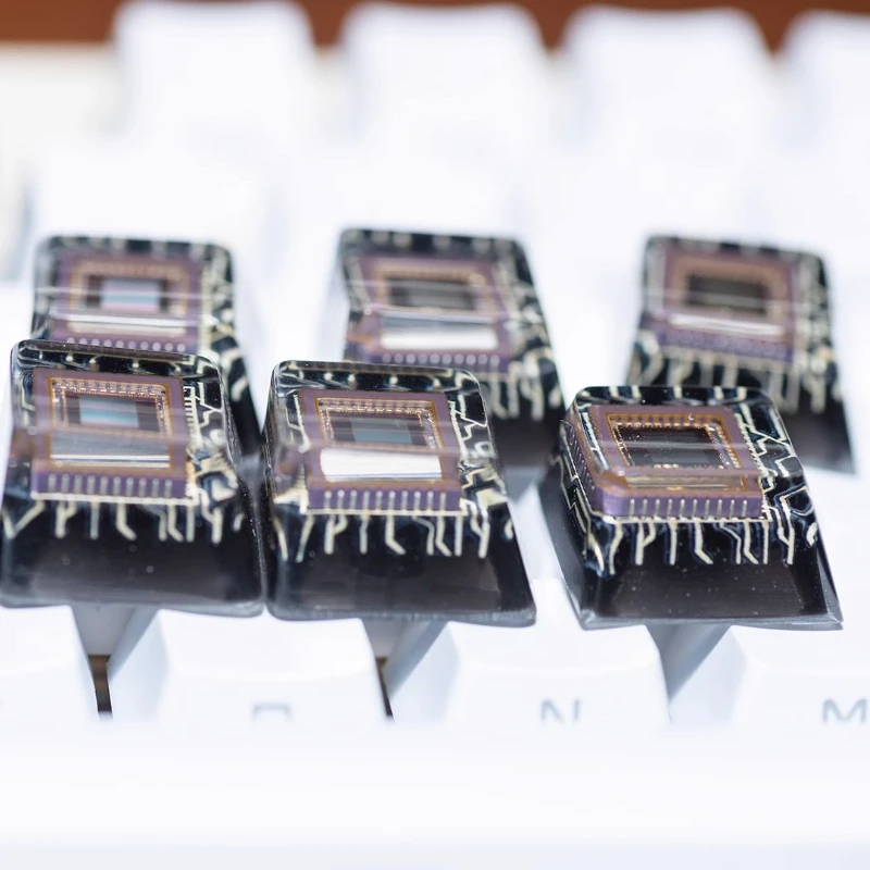 Circuit Board Translucent Keycaps Artisan Handmade Custom 3D Resin Key Caps for Mechanical Keyboard Accessories Gifts Mx Switch