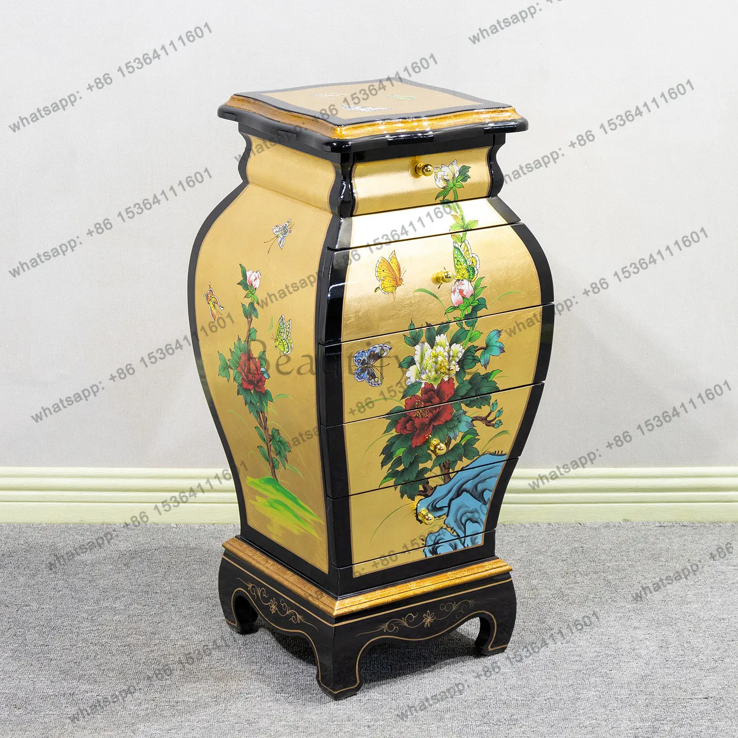 XX retro style painted edge cabinet, new Chinese style multi-pump entrance cabinet
