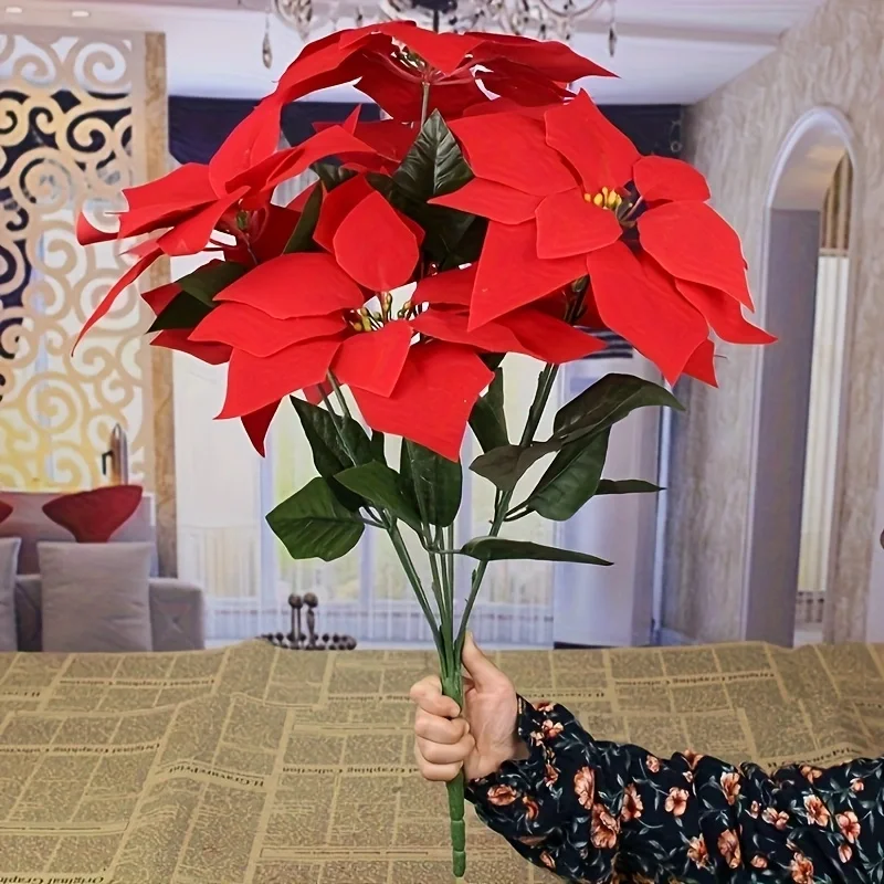 1 Stück 7-köpfiger, verschlüsselter 21-Blätter-Blumenstrauß für Valentinstag, Muttertag, künstliche Weihnachtsblume, Hochzeitsdekoration. – Detail 1