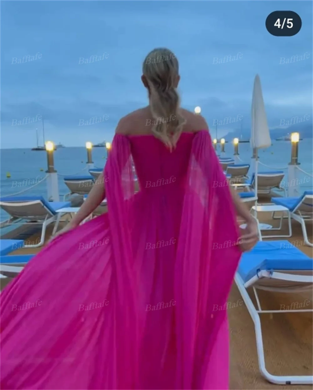 Cathy Hot Pink Prom Dress 2024 Off the Shoulder A-line Chiffon vestidos de fiesta Elegant Sweep Train Side Split فساتين السهرة