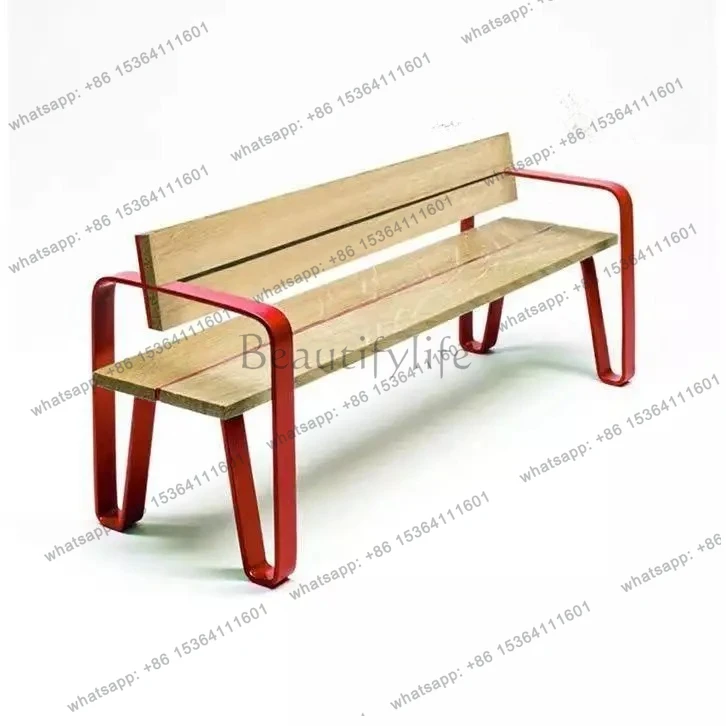 XX Outdoor Park Chair Outdoor Open-air Preservative Wood Plastic Wood Casual Iron Seat Bench