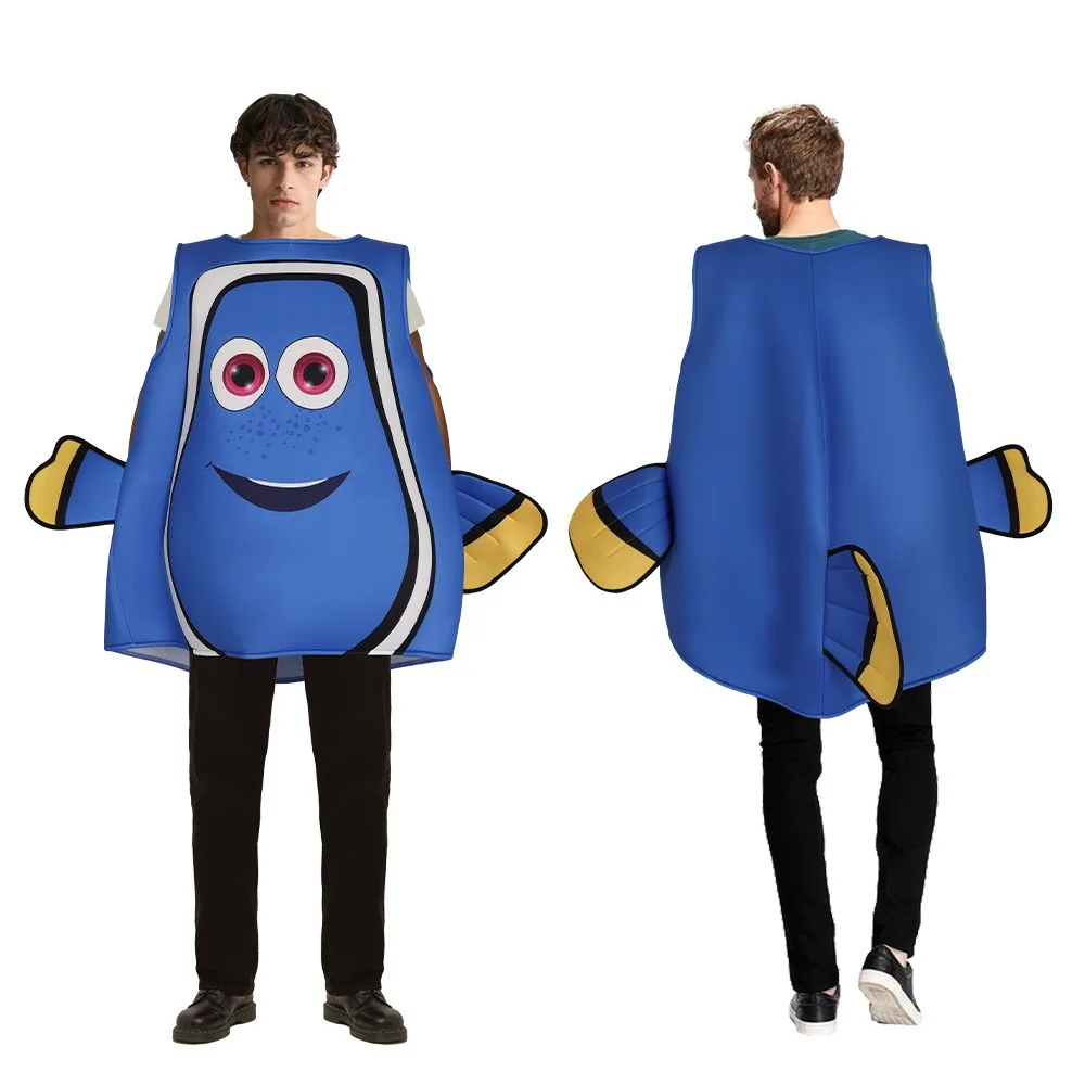 Volwassen spons jumpsuit dier cosplay clownvis Nemo kostuum anime Nemo en Dory clown vis cosplay grappig kostuum voor vrouwen mannen