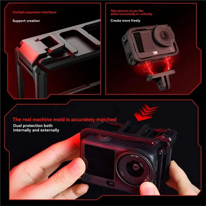 ABKI- Cage Frame For DJI OSMO Action 6- Action Camera Protective Mounting Bracket For Horizontal/Vertical Recording Access - view 3