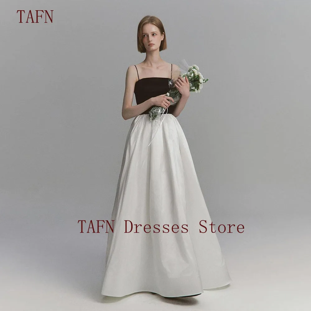 

TAFN Russian Evening Party Dresses Spaghetti Straps A-line Draped Floor-Length вечернее платье Patchwork Simple Prom Gown