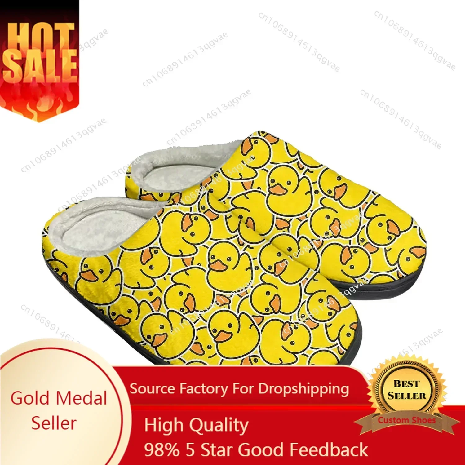 

Yellow Duck Printed Home Cotton Slippers Mens Womens Plush Bedroom Casual Keep Warm Shoe Customized Thermal Slipper