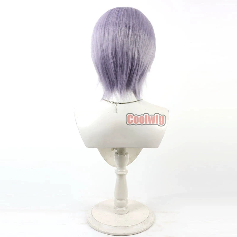 Coolwig Synthetic Hair Ritsu Shinjo Cosplay Wigs Tokyo Debunker Ritsu Shinjo 30cm Straight Light Purple Men Wig Heat Resistant 5