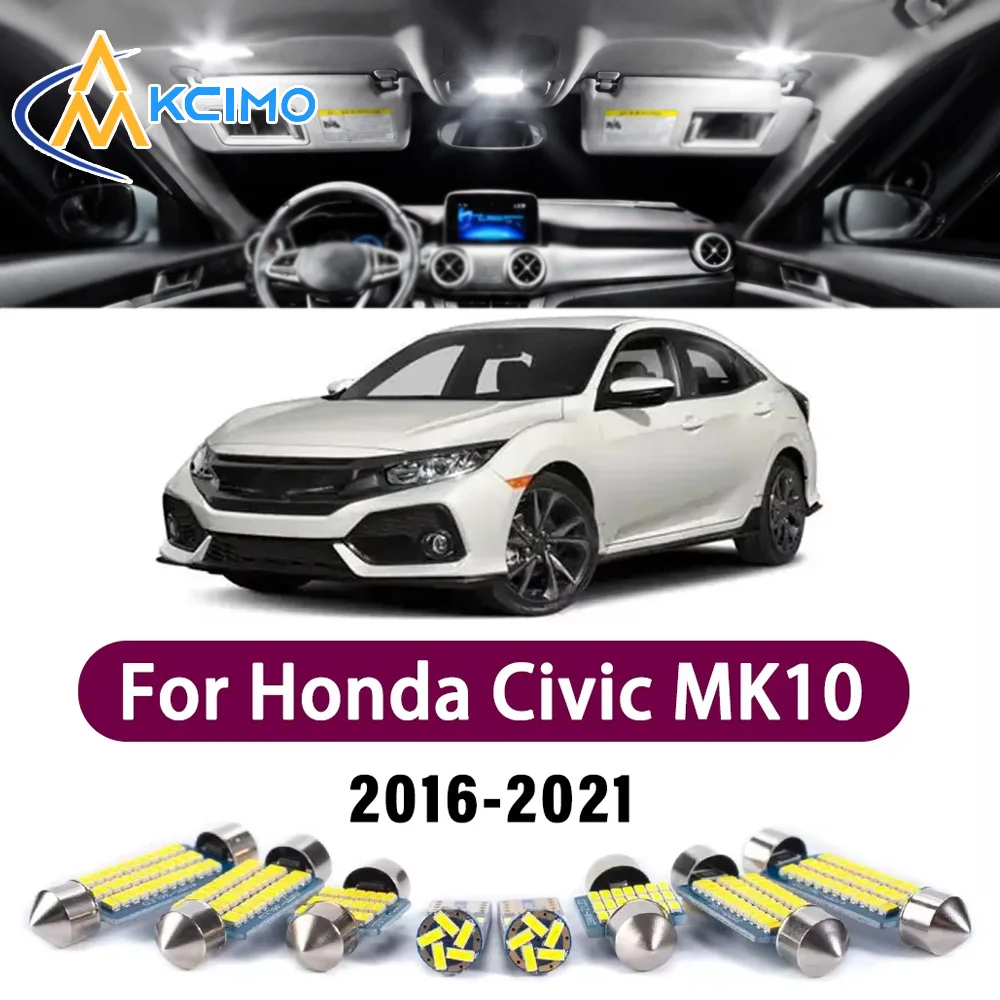 

Error Free LED Interior Light Kit for Honda Civic MK10 X 10th 2016-2021 Premium Bright Dome Trunk Mirror Reading Lamps Canbus