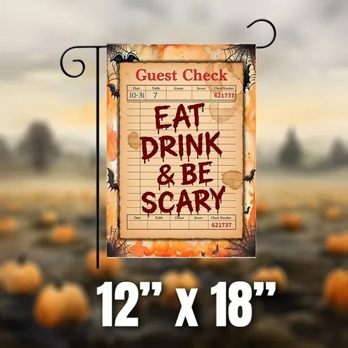 Eat Drink Be Scary Garden Flag 12x18inch Housewarming Halloween Yard Sign JJE DDI GGX
