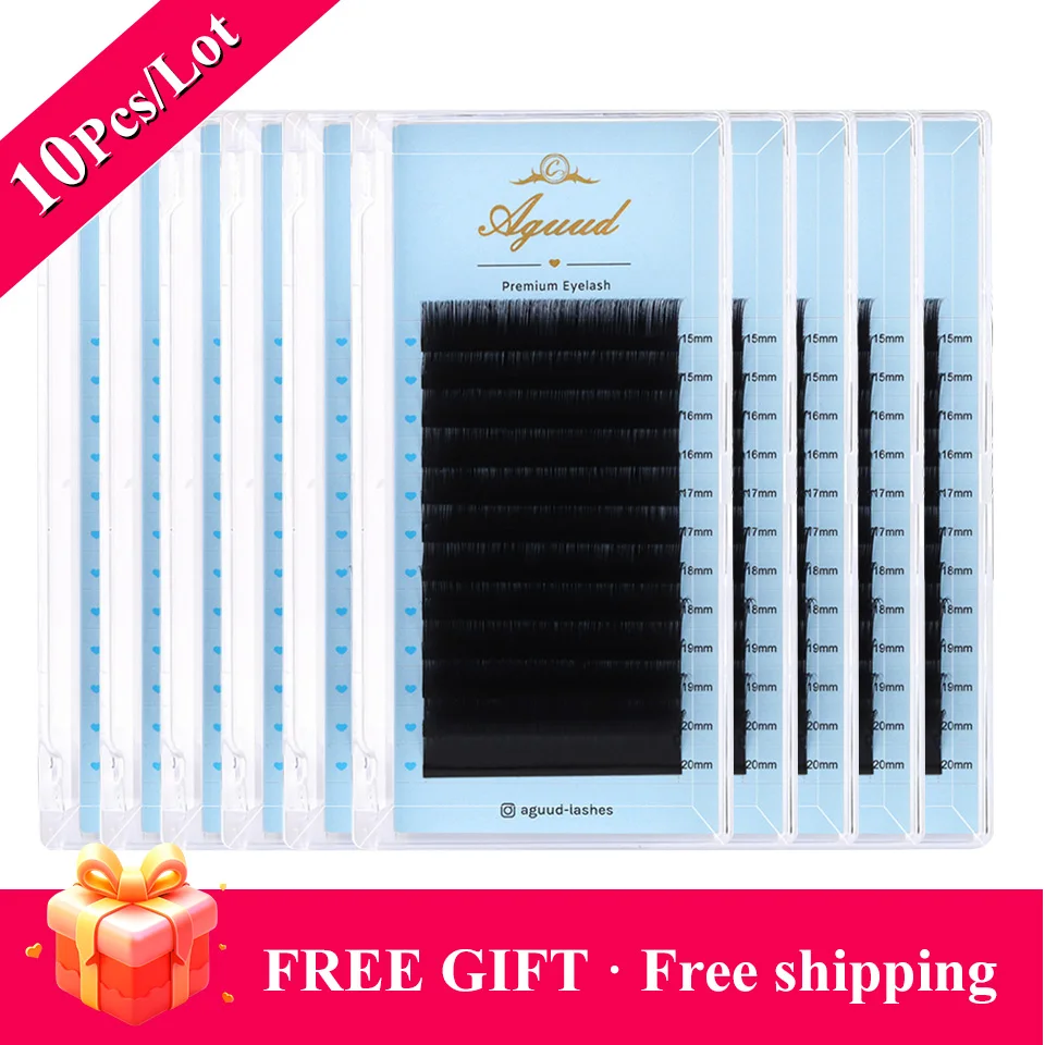 

AGUUD 10 Trays J B Eyelash Extensions Individual Matte Black Silk Lashes Professional Russian Volume Lash Regular Classic Lashes