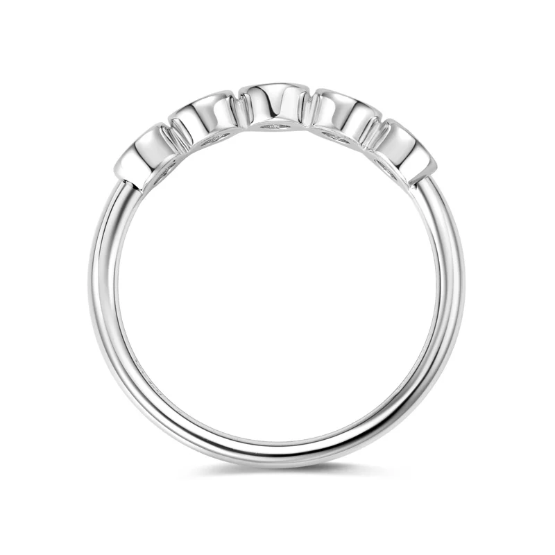 Fashion 925 Sterling Silver Five Stones Ring Band Real 3mm Bezel Setting Moissanite Ring for Women Engagement Party Jewelry Gift