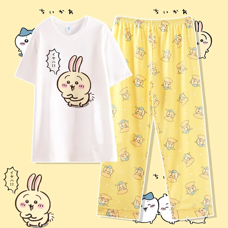 Niedliches Usagi Damen-Pyjama-Set Kawaii Chiikawa Kurzarm-Shorts-Anzug Anime Hachiware Studenten-Mode Homewear Freundin-Geschenke