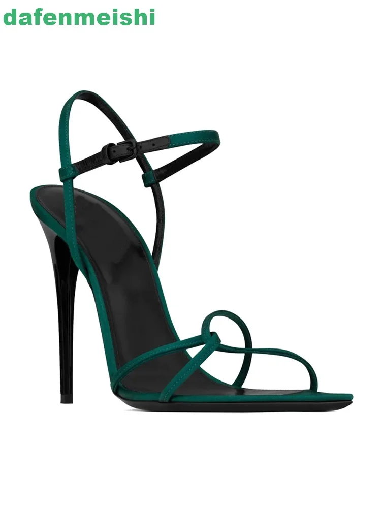 Cross Thin Strap Ankle Strap Women Sandals 2024 Summer Open Toe Super High Heel Fashion Sandals Solid Elegant Stiletto Sandals