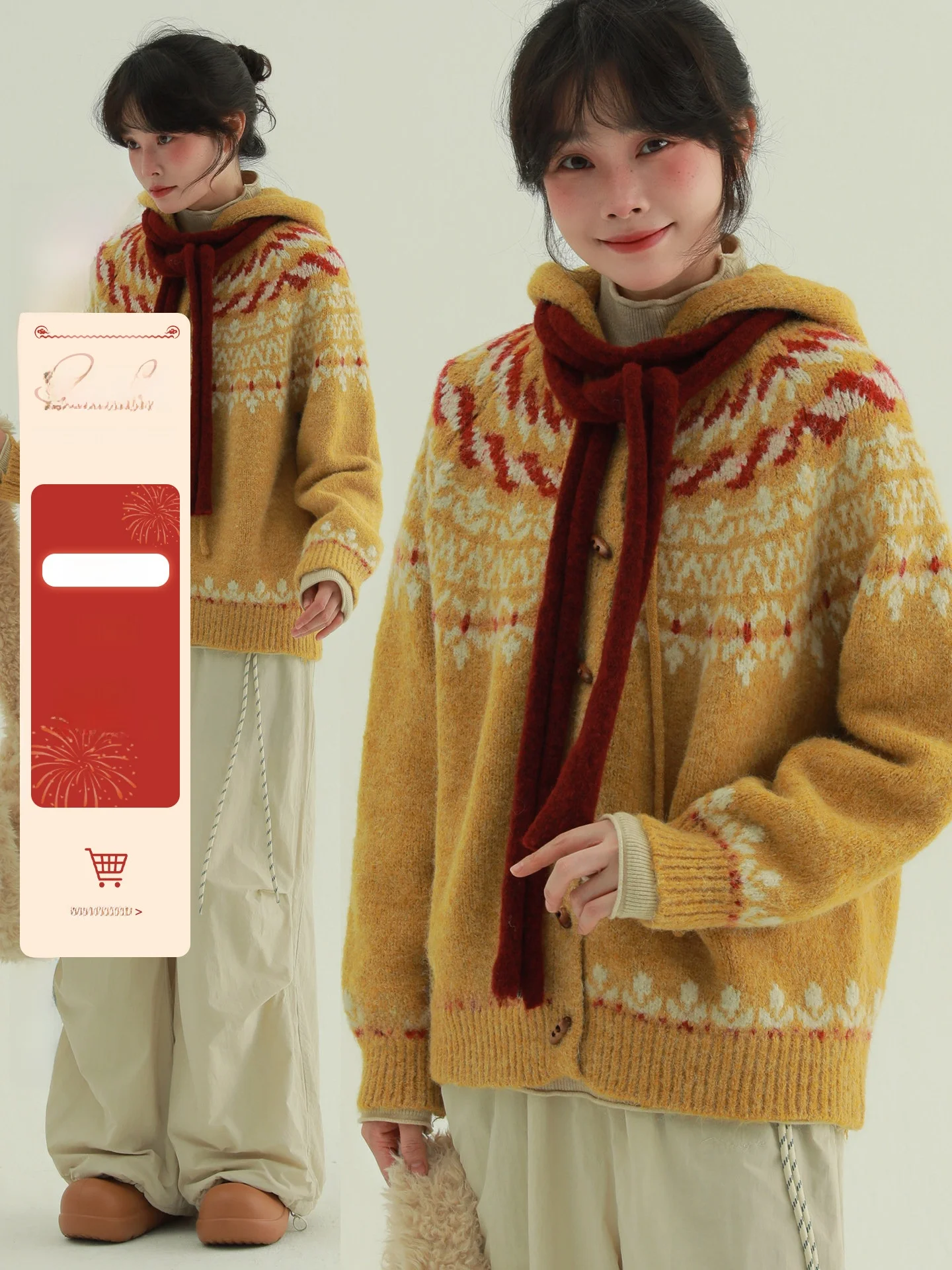 

Редкий мягкий уютный вязаный кардиган Fair Isle с длинными рукавами для женщин, свободный крой, осенне-зимний, теплый, для повседневной носки, модный