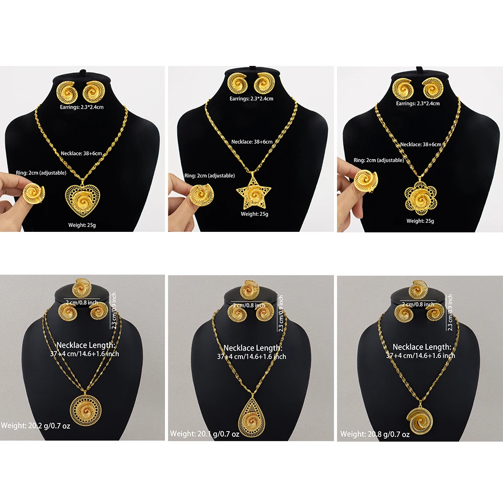 Vergoldetes Edelstahl-Halsketten- und Ohrring-Set für Damen, Modischer Persönlichkeits-Schmuck, Einfache Halsketten und Ohrringe als Geschenk – Detail 1