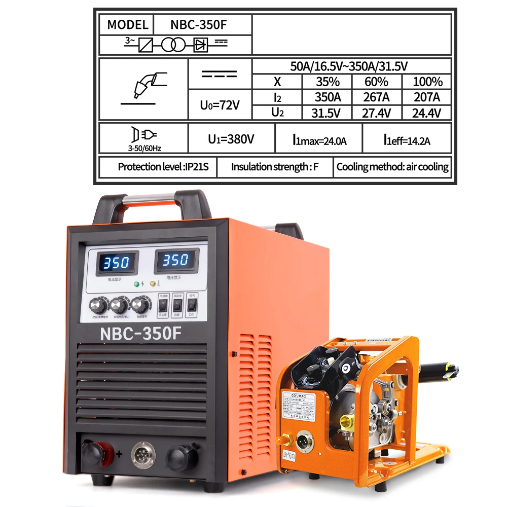 Industrial Stainless Steel Welder 380v Gmaw CO2 Flux MIG MAG Welding Machine 350 Amp Soldador MIG 350 With Welding Wire Feeder