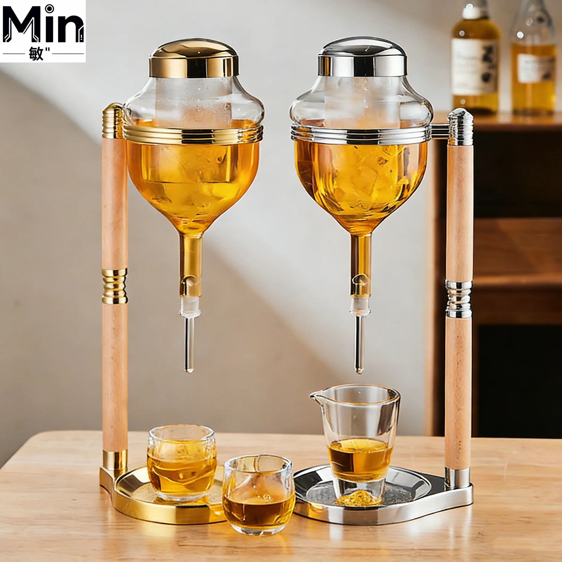 GIEMZA Japanese Style Ice Cold Wine Dispenser Iced Sober Cooler Chilled Wine Decanter Jug for Sake Champagne Wine