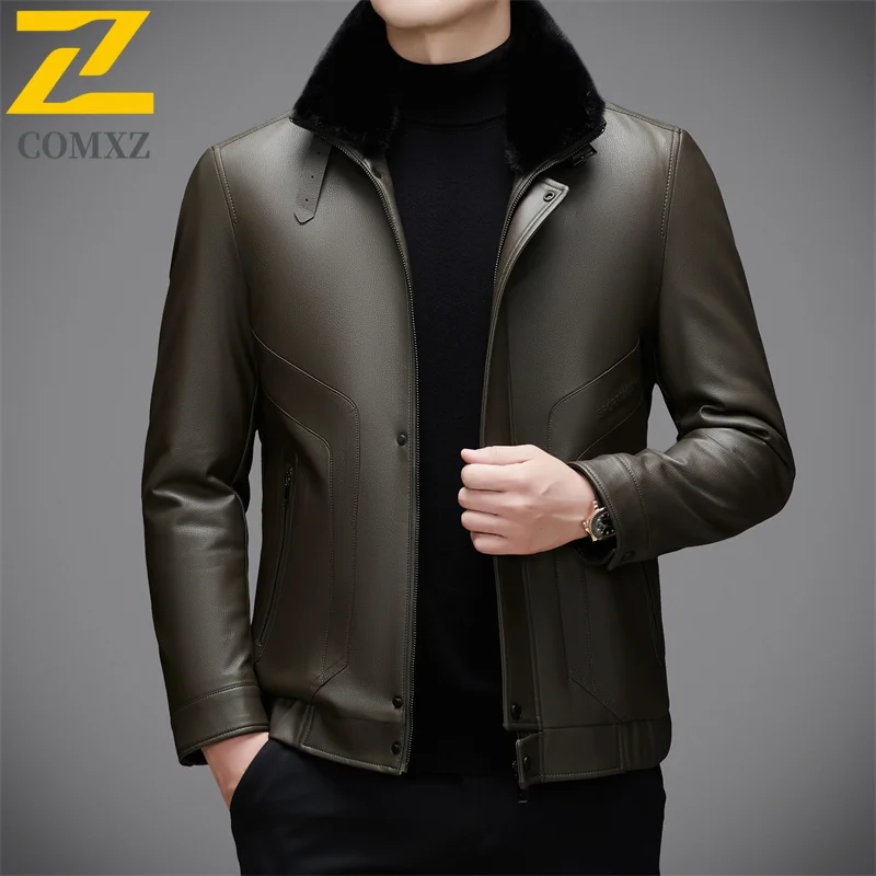 Winter Leather Jacket Men 2025 Brand Luxury Business Casual Thickened Warm Outerwear Fashion Classic Office Ready Leather Coat