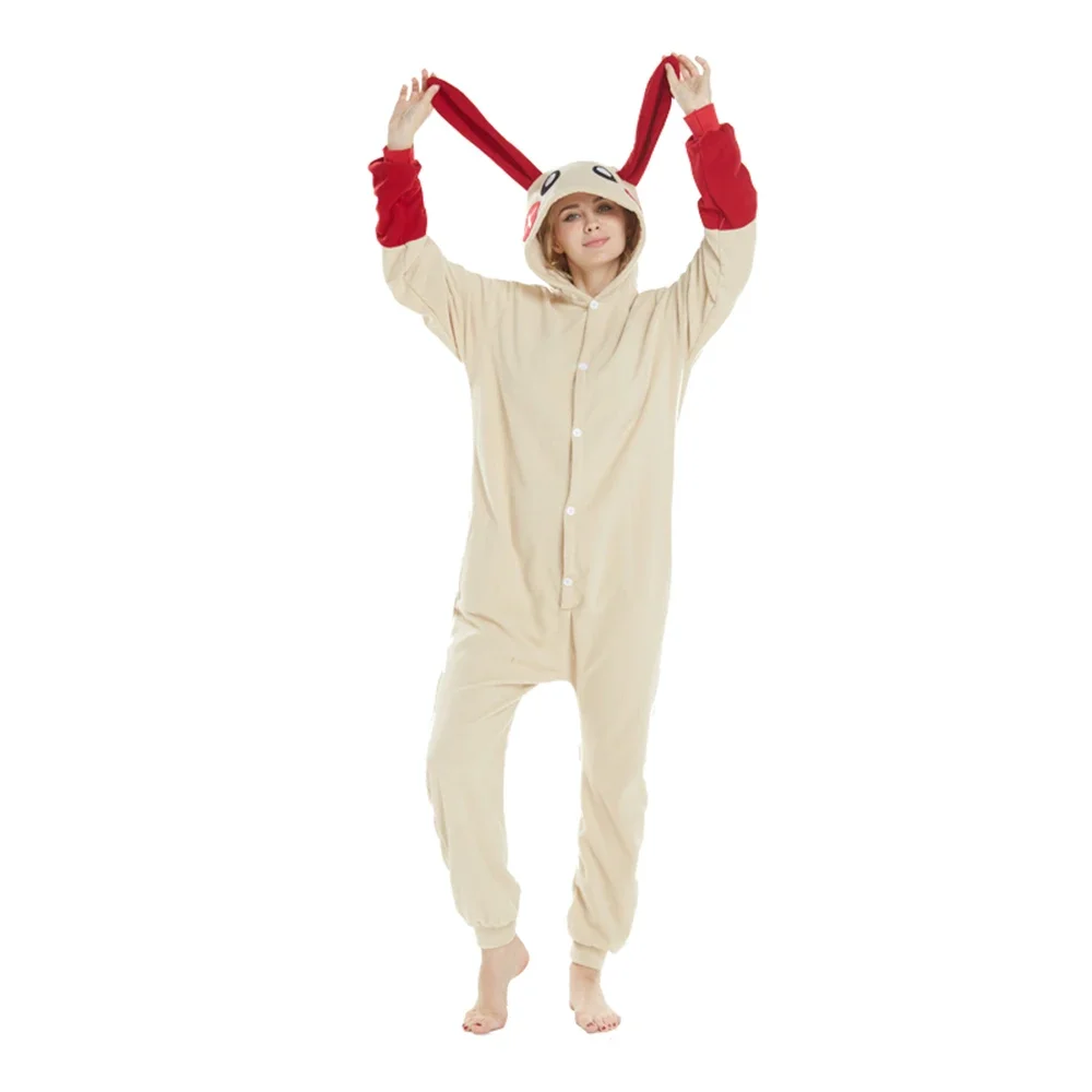 Hasen-Minun-Plusle-Onesies Kigurumi Erwachsenen-Anime-Halloween-Cosplay-Kostüm Damen-Hasen-Pyjama Homewear Schlafanzug – Detail 6