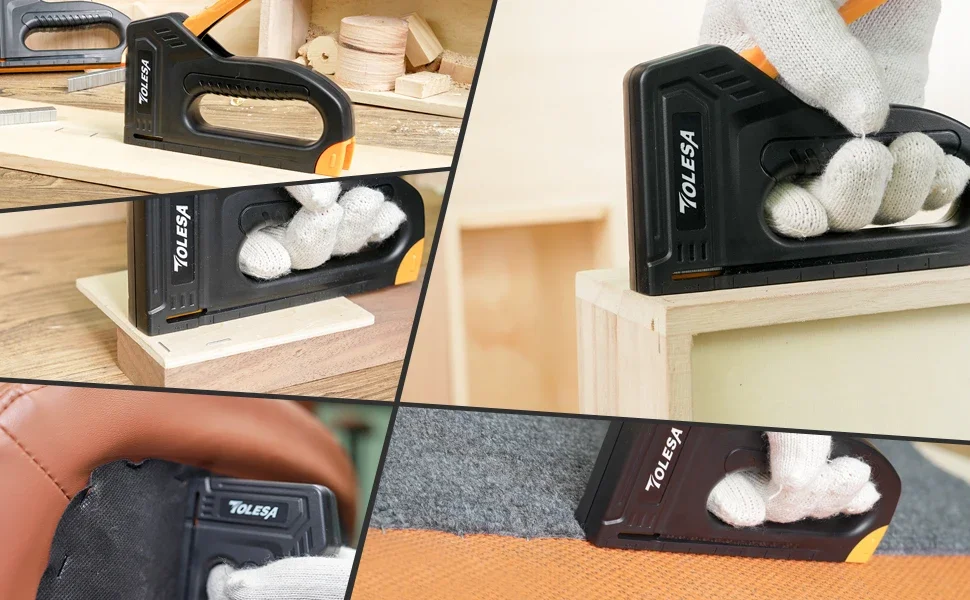 TOLESA Leichte Heftpistole für Holzarbeiten, Manuelle Heftpistole mit 1200 Stück Heftklammern, Stoffheftpistole für Bastelarbeiten und DIY-Dekoration – Detail 3
