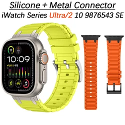 Silicone Strap For Apple Watch Ultra 3/2 49mm 11 10 9 8 7 46/42/45/41mm Modified Metal Integration Wristband iWatch 6 5 SE 44mm