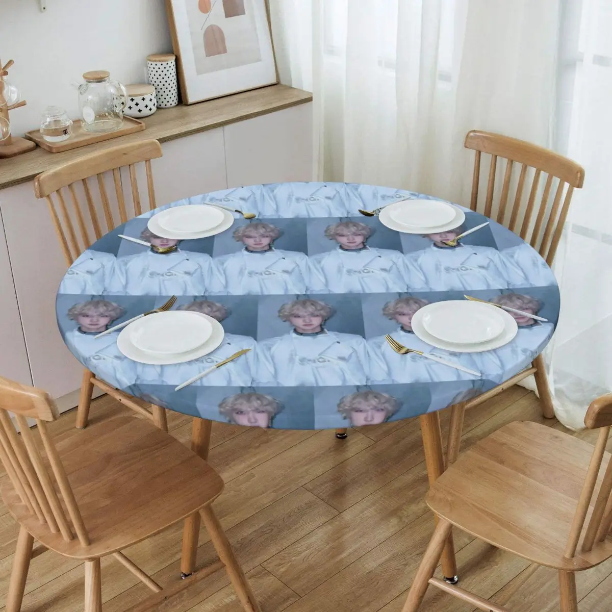 Jungwon En Kpop Waterproof Round Tablecloth Oilproof Table Cloth for Kitchen Events Dining Table Cover