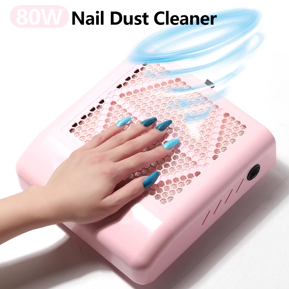 CNHIDS 80W Nail Vacuum Cleaner Extractor Fan For Manicure Pedicure Dust Absorber With Removable Filter Nail Vacuum Cleaner