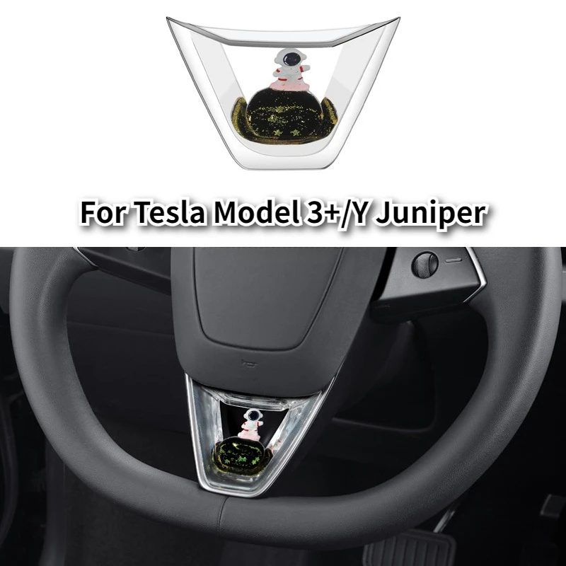 Steering Wheel Decorative Sticker for Tesla Model 3 Y Highland Juniper 2024 2025 Dynamic Fluid Sequin Car Interior Accessories