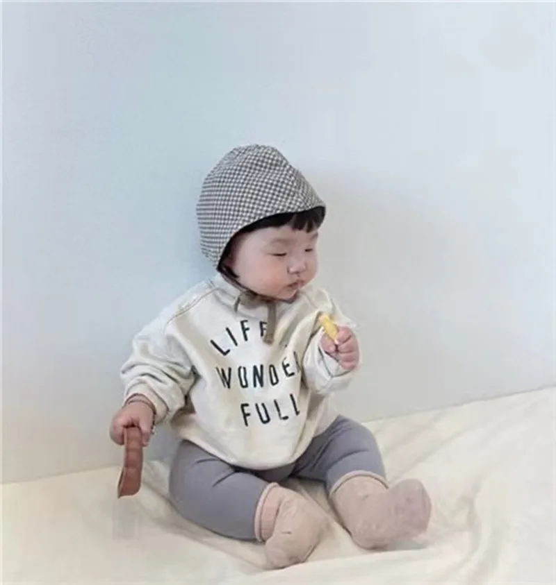 Infant Long Sleeve Sweatshirt Cute Letter Print Baby Casual Sweatshirt Loose Toddler Pullover New Boys Girls Tops Kids Clothes