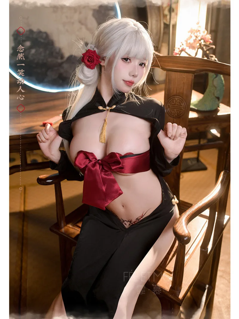 

Экзотическое SM косплей с вырезами, горячее сексуальное длинное платье с открытой спиной, модный женский халат, красные и черные идеальные топы, новинка 2025 года 7OT7