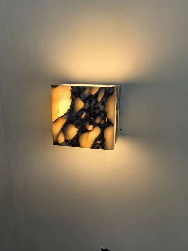 Cube Cuboid Natural Stone Wall Light Art Design Indoor