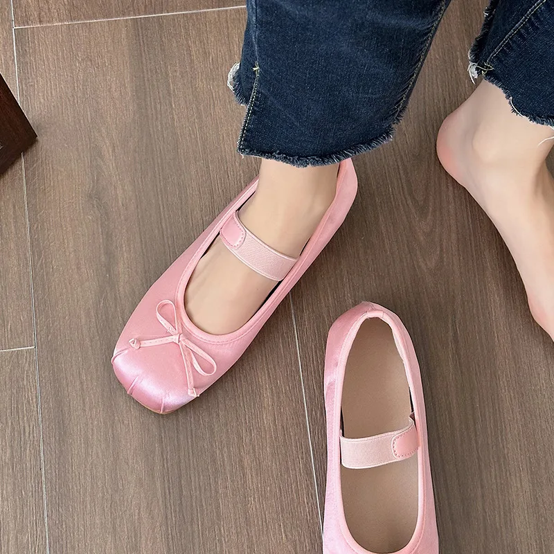 Fashion Casual Shoes Spring Dress Walking Loafers Women Shoe Shallow Sweet Bow Comfortable Ballet Flats Women\'s Sandals 2024