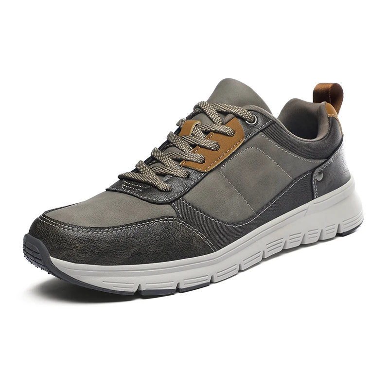 

ELUVA New Men Leather Sneakers Sport Shoes Lightweight Non-Slip Comfortable Walking Shoes Men PU Casual Shoes for Man
