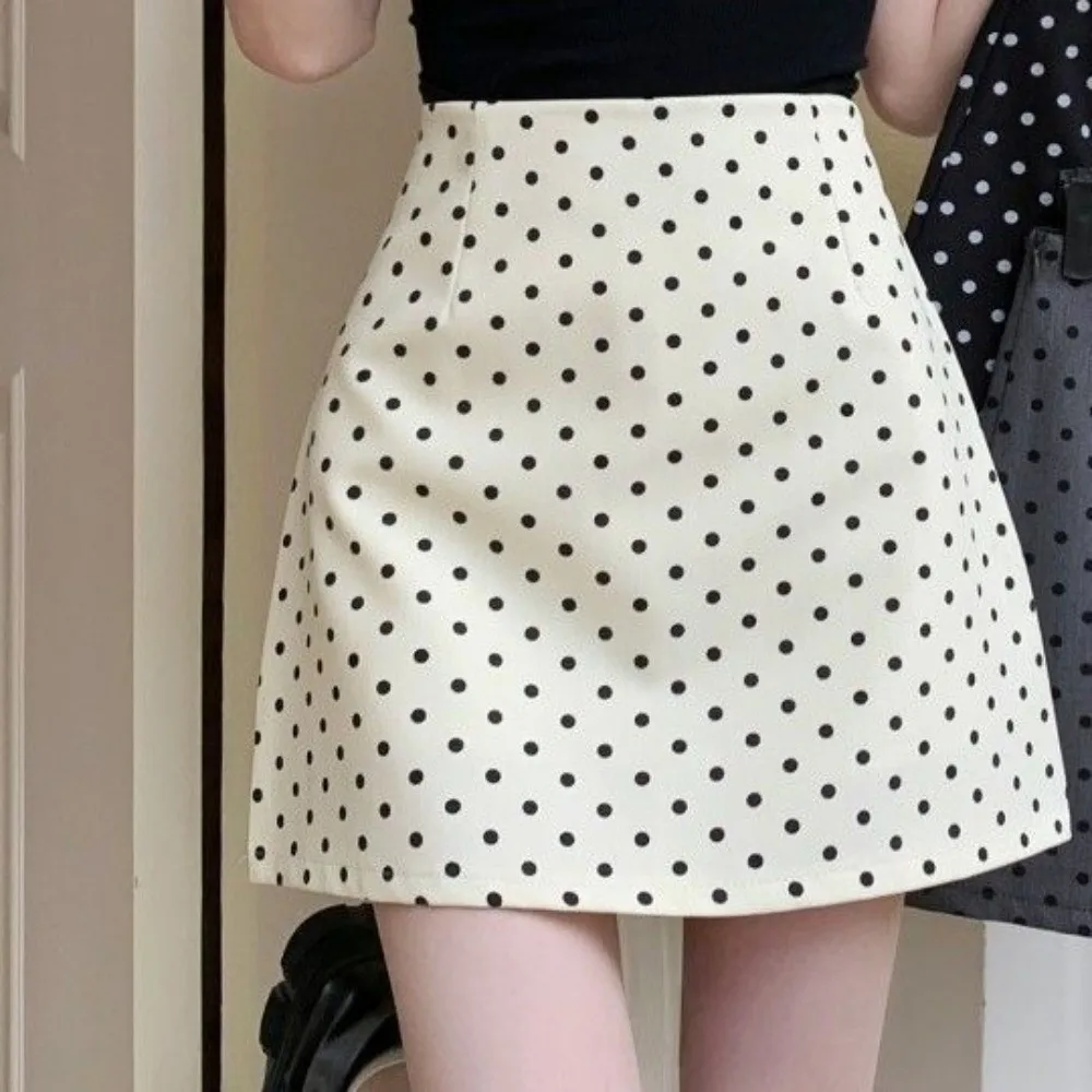 Gonna corta Polkatdot a vita alta Slim Fit Top Collocazione Dot Mezze sottoveste Stile coreano Ins Spicy Girl Dot A-line Dress Outdoor